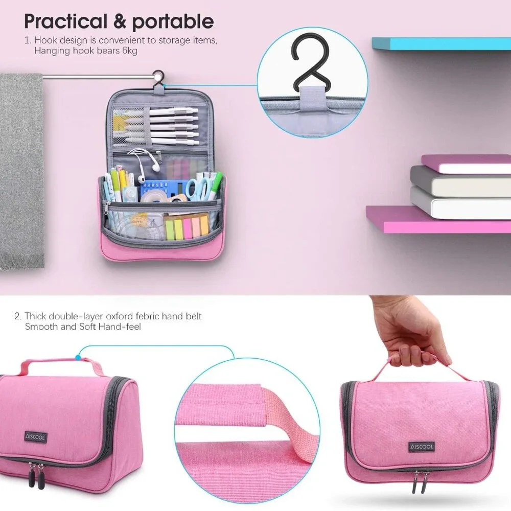 NWT Aiscool Pink Pencil, Pen, Stationary Case Organizer for School or Office